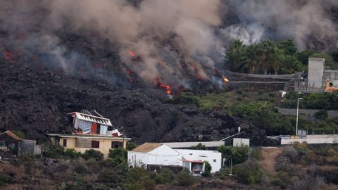 Imagen de casas afectadas por la lava en Todoque, La Palma