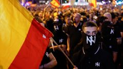 Imaxes do grupo neonazi N�cleo Nacional durante a manifestaci�n de Ceuta en Madrid