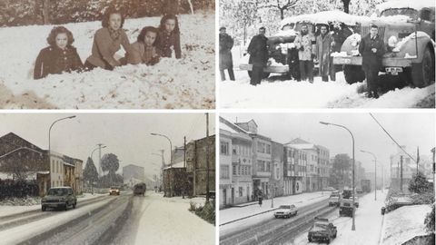 Las nevadas de Nar�n: arriba izquierda, 1941 en el monte de la f�brica de Xuvia; derecha camiones en los 50; abajo las �ltimas nevadas de 1987, en Pi�eiros y Xuvia