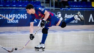 Pablo �lvarez, durante un partido del Barcelona de la presente temporada.