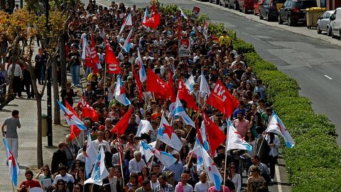 Los estudiantes salieron a la calle en A Corua.