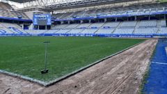 C�sped del Carlos Tartiere en obras