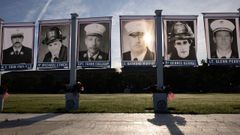 Rostros y nombres de algunas de las v�ctimas del 11S durante uno de los actos conmemorativos de los atentados, en Nueva York