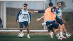 El jugador del Celta Hugo �lvarez, durante un entrenamiento en la Cidade Deportiva Afouteza.