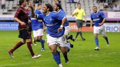 Curro Real Oviedo Carlos Tartiere Horizontal.Curro celebra un gol en el Carlos Tartiere
