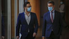 Lucas Martin�n, junto a Alberto N��ez Feijoo, tras el Consello da Xunta