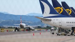 Operarios del aeropuerto de Brgamo inspeccionan el avin en el que muri un hombre.