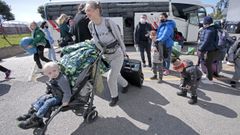 Llegada de refugiados ucranianos al colegio San Narciso de Mar�n el pasado abril