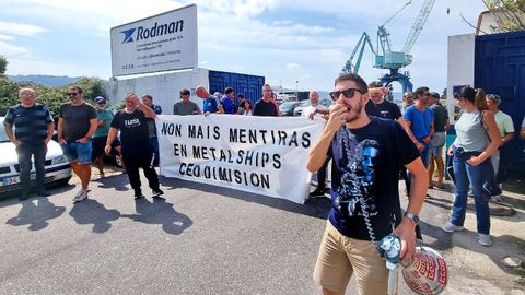 Movilizacin de los trabajadores de Metalships este agosto.