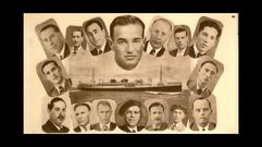 Postal de los marineros del  Cabo San Agust�n  editada por la Federaci�n Espa�ola de Deportados e Internados Pol�ticos (Fedip) en 1947 para pedir su liberaci�n. En la fila de arriba, destacado en el centro, Pedro Armesto Saco