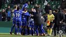 Los jugadores del Oviedo celebran el 1-2 al Elche