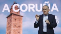 Miguel Lorenzo durante su intervenci�n este domingo en el acto realizado en el Teatro EDP por el PP para presentar a las cabezas de lista en las provincias