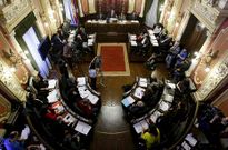 Sal�n de plenos del Concello, donde el a�o pasado se debatieron 24 mociones impropias.