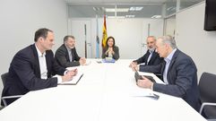 La conselleira de Mar, Marta Villaverde, con los presidentes de las Autoridades Portuarias de Vigo, Mar&iacute;n y Vilagarc&iacute;a
