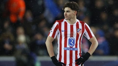 Juli&aacute;n Alvarez, durante el partido del Atl&eacute;tico de Madrid ante el Brujas.