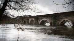 El Mi�o, a su paso por el puente romano, con el caudal alto