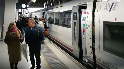 Pasajeros descienden del Avril tras su llegada a Vigo