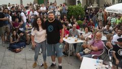 Mar�a y Javier Quintiana, en la terraza del Paralaia, en una tarde del Festival do Mundo Celta de 2018