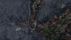 Vista a�rea de un monte quemado en Vilamart�n de Valdeorras