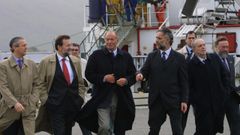 El monarca, durante su visita a Laxe