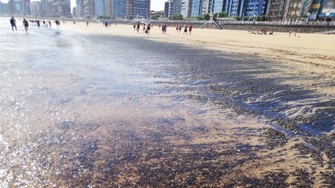 Manchas de carbn en la playa de San Lorenzo