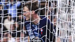 Williot Sweberg, tras uno de los goles que marc� con el Celta al Real Madrid en el Bernab�u en diciembre.