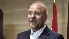 Mohammad Bagher Ghalibaf en una rueda de prensa en Beirut.