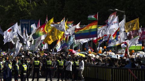 La marcha fue escoltada en todo momento por un fuerte dispositivo de seguridad