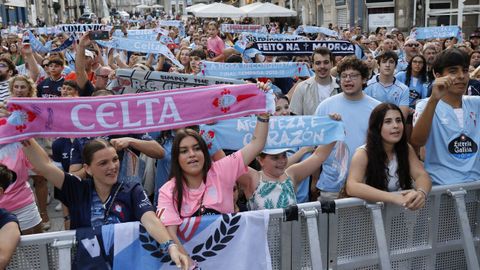 Aficionados del Celta, en la celebraci�n del ascenso del Fortuna.