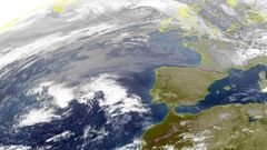 Imagen de la borrasca que llega hoy a Galicia procedente de las Azores