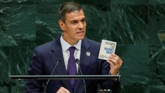 Pedro S&aacute;nchez, durante su intervenci&oacute;n en la Asamblea General de la ONU