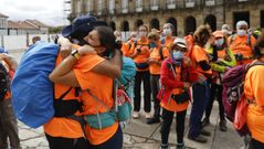 Llegada de los peregrinos de La Palma al Obradoiro