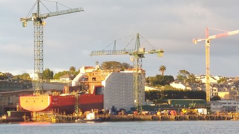 El Gond�n Max, de 120 metros de eslora, uno de los buques que se construye en la actualidad en el astillero asturiano