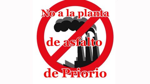 Cartel de los vecinos en contra de la planta de asfalto de Priorio