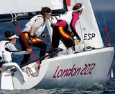 La tripulaci�n espa�ola femenina de Match Race, en la jornada de ayer.