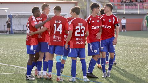 Los jugadores del Berganti�os celebrando un gol ante el Leioa en los dieciseisavos de final de la Copa Federaci�n
