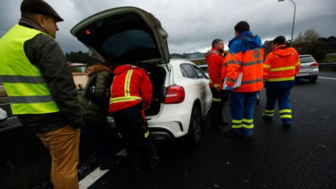 Accidente en autopista AP-9 o burgo direccion entrada en Coru�a. Colisi�n m�ltiple 
