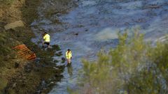 Efectivos de la Unidad Militar de Emergencias (UME) y de la Polica Nacional continan con la bsqueda de los cuerpos de la mujer y de su beb en la embalsa de Ribadesella