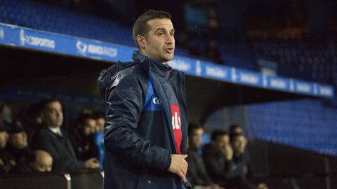 Borja Facal, en el Berganti�os-Sevilla de la Copa del Rey (2019) en Riazor.