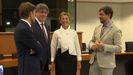 Yolanda Díaz y Carles Puigdemont en el Parlamento Europeo
