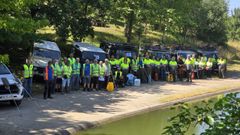 Los brigadistas en activo actualmente en montes de Vigo coordinados por los comuneros para hacer trabajo de prevenci�n del fuego.