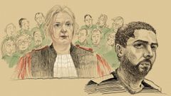 Mehdi Nemmouche, en un dibujo, durante el juicio en B�lgica, pa�s en el que est� proh�bido fotograf�as y v�deos