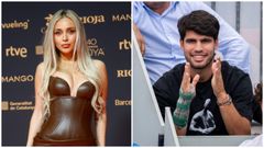 Ana Mena, el pasado febrero en la gala de los Goya, y Carlos Alcaraz, en una imagen de abril en la Caja M�gica de Madrid