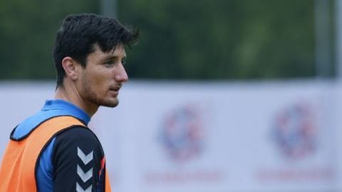 Borja Valle durante una sesi�n de entrenamiento en su etapa en el Real Oviedo