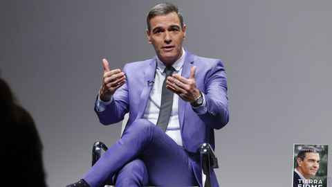 El presidente del Gobierno, Pedro S�nchez, en la presentaci�n de su nuevo libro, �Tierra libre�.
