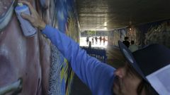 Numerosos peregrinos y vecinos disfrutaron de un fin de semana de arte urbano.