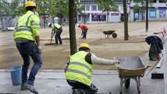 Operarios de la construcci�n en una obra.