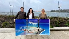 Concejales con la maqueta del Pazo de Nadal de Sanxenxo