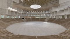 Recreaci�n�do interior do edificio multiusos de Bastiagueiro, Oleiros