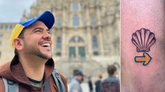 Fray Antonio Salazar complet� el Camino desde O Cebreiro hace un par de semanas y, adem�s de participar en la misa del peregrino, antes de regresar a Roma se hizo un tatuaje para recordar su aventura jacobea en pleno a�o santo. Una concha de vieira y una flecha amarilla son los motivos elegidos por el famoso hermano capuchino venezolano